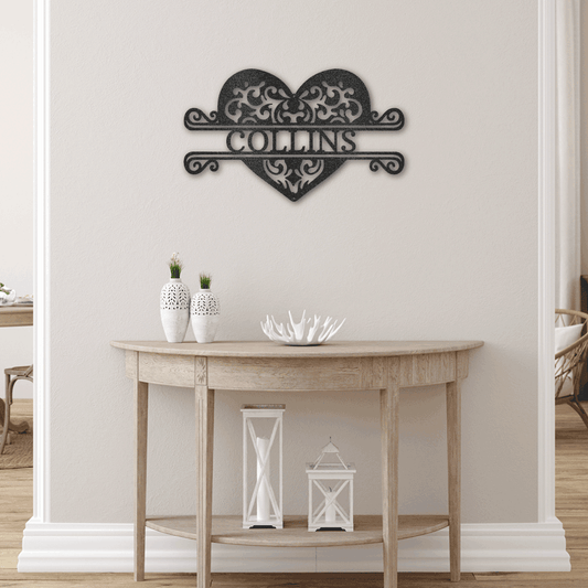 Fancy Split Heart - Personalized Name Wall Art